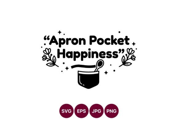 Apron Pocket Happiness Cute Kitchen Graphics