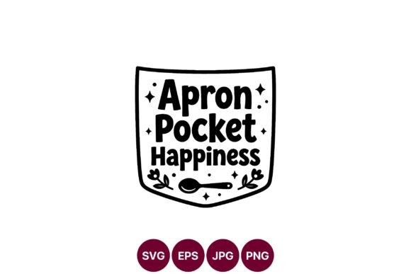 Apron Pocket Happiness Kitchen Quote