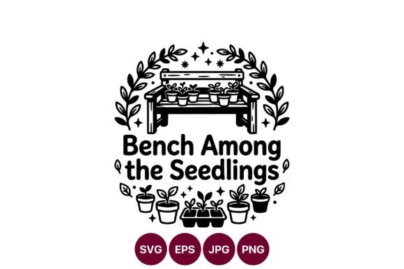 Bench Among Seedlings Black and White Graphics