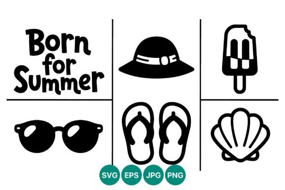Born for Summer Cute Black and White Graphics