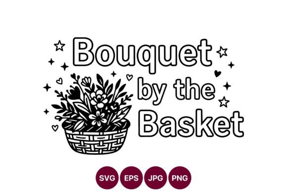 Bouquet by Basket Floral Vector Art