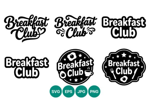 Breakfast Club Lettering Set: A Versatile Graphic Design Asset for Local Business Branding