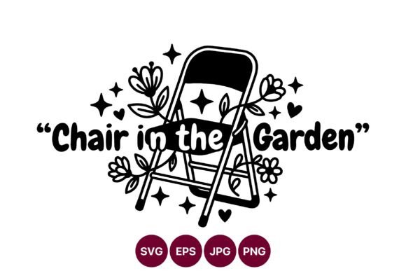 Chair in the Garden Black White Graphics