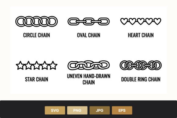 Circle Oval Heart Star Chain Line Art Graphics