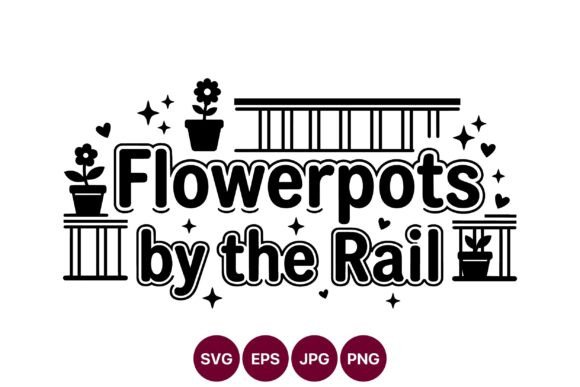Flowerpots by the Rail Text Vector: A Bold Graphic for Editorial and Web Design