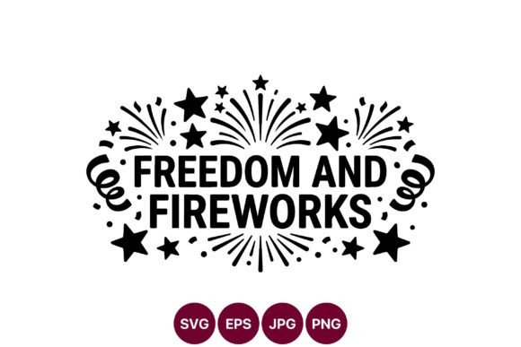 Freedom and Fireworks Black and White Graphics