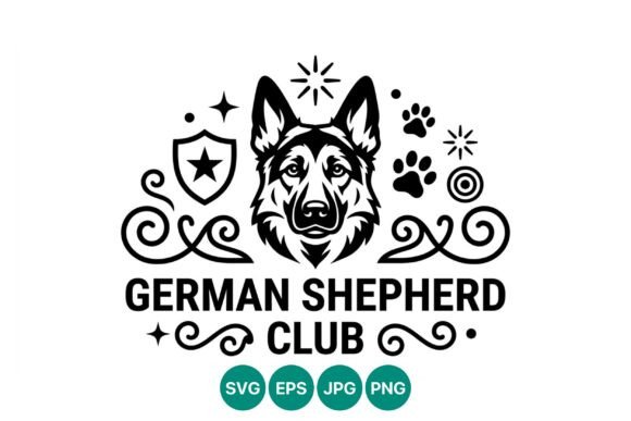 German Shepherd Club Vector Art: A Graphic Design Asset for Crafters and Etsy Sellers