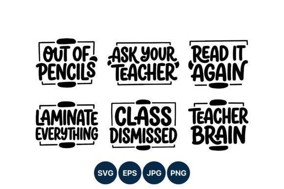 Handwritten Classroom Phrases Set Graphics