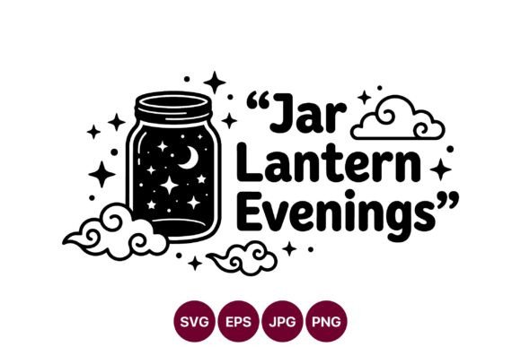 Jar Lantern Evenings Black Vector Design