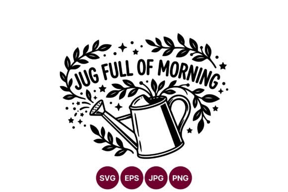 Jug Full of Morning Black White Vector