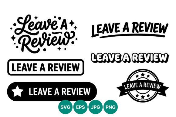 Leave a Review Lettering Set Black and Graphics