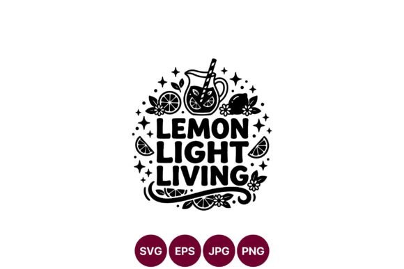 Lemon Light Living Black White Lettering: A Monochrome Graphic for Editorial Elegance