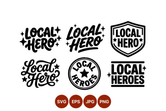 Local Hero Typography Set Vector Art