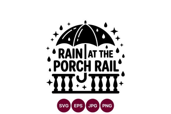 Rain at Porch Rail Umbrella Vector: A Modern Graphic Asset for Content Creators