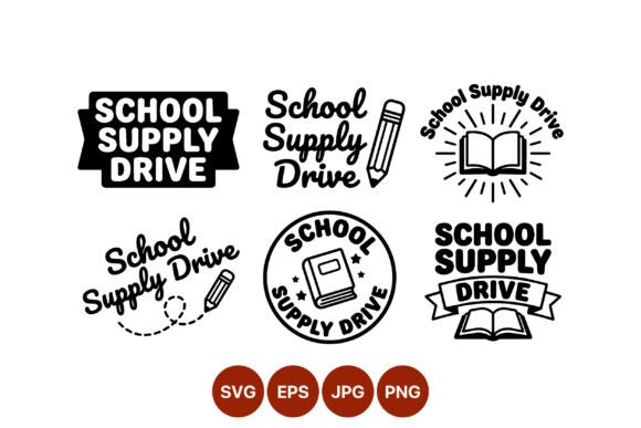 School Supply Drive Vector Lettering Graphics