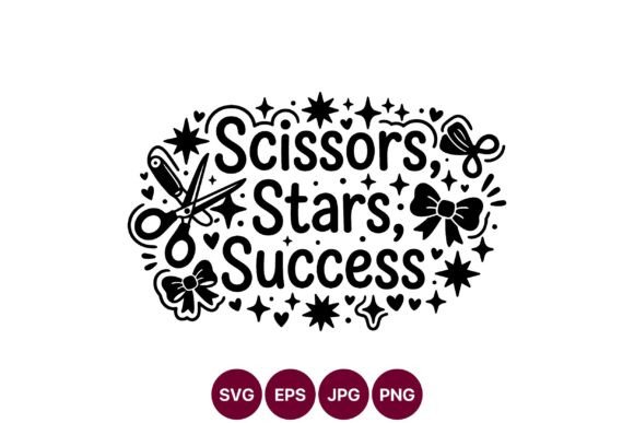 Scissors Stars Success Black White: A Versatile Graphic Design Asset for Creative Sellers