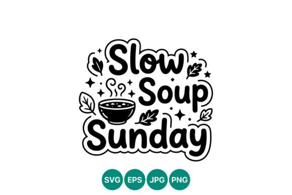 Slow Soup Sunday Black and White Vector