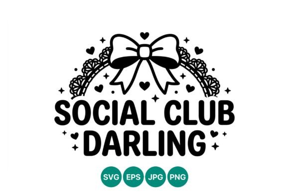 Social Club Darling Bow Hearts Vector: A Bold Graphic Design Asset for Branding and Marketing