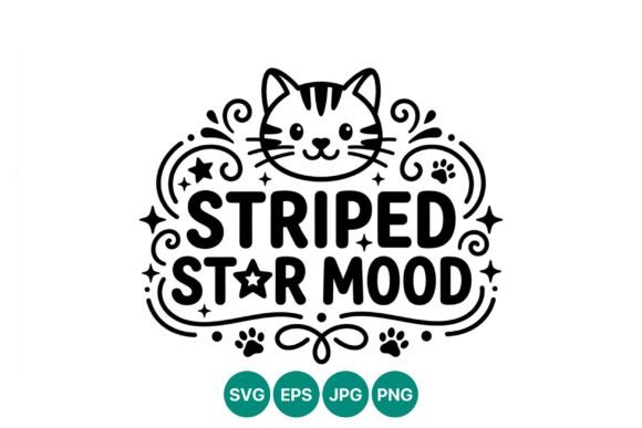 Striped Star Mood Cat Vector: A Dynamic Graphic for Modern Branding
