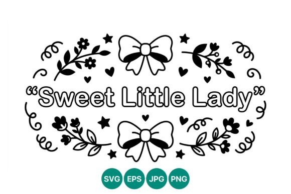 Sweet Little Lady Floral Script Vector: A Versatile Illustration for Graphics and Digital Products